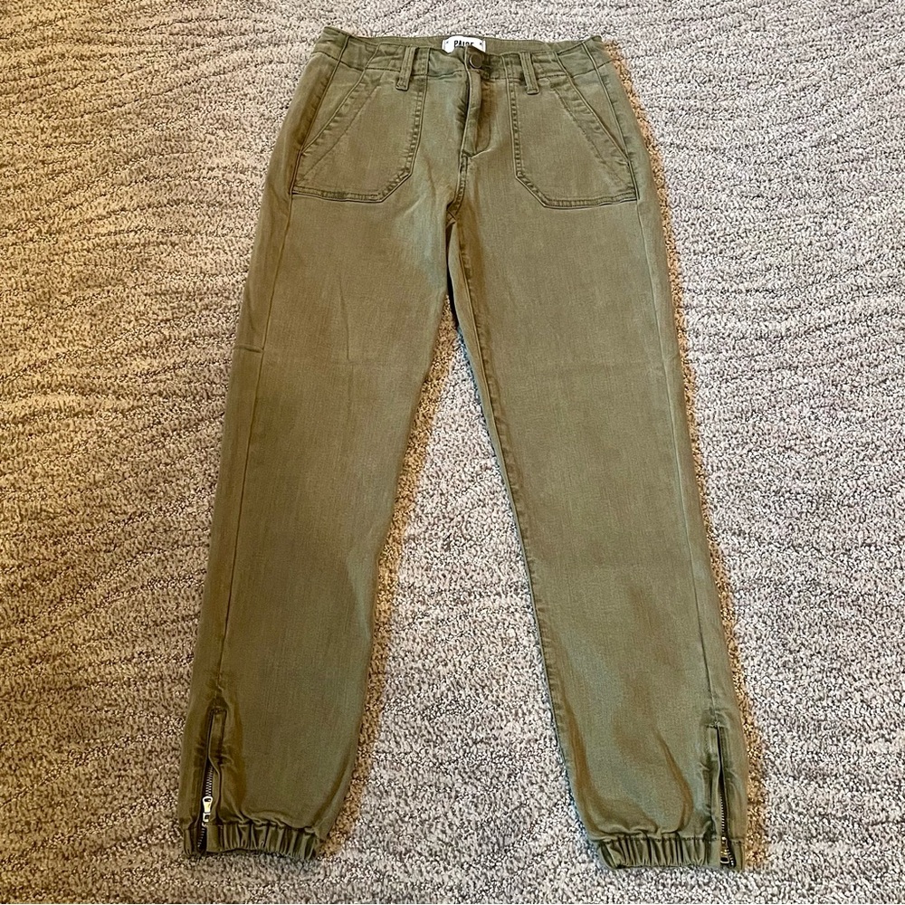 Paige Green Denim Ankle Pants